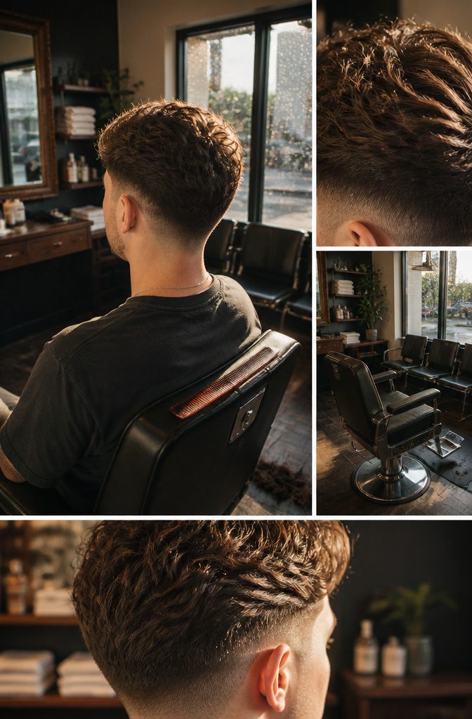 Man with loose waves on top and a clean mid fade
