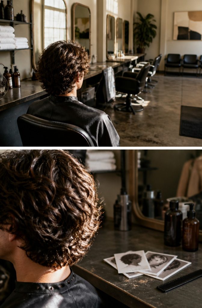 Man with a wavy textured top and neatly trimmed sides