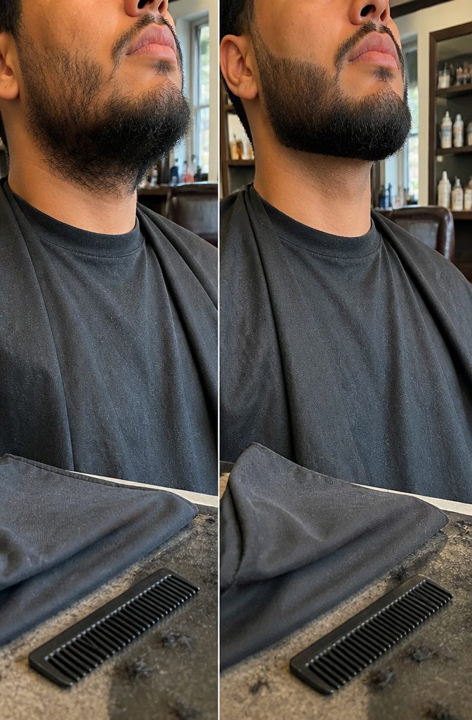 Man with a beard fuller below the chin than at the sides