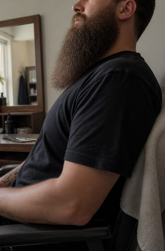 Man with a long, thick beard covering his cheeks and chin