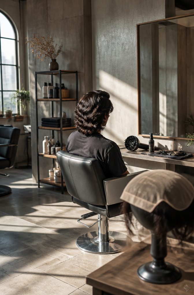 Medium to long dark waves with fine golden highlights