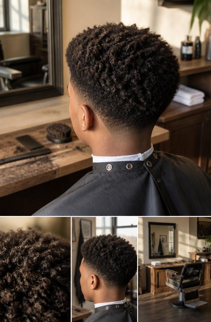 Fade haircut variations including temple drop burst and skin fades