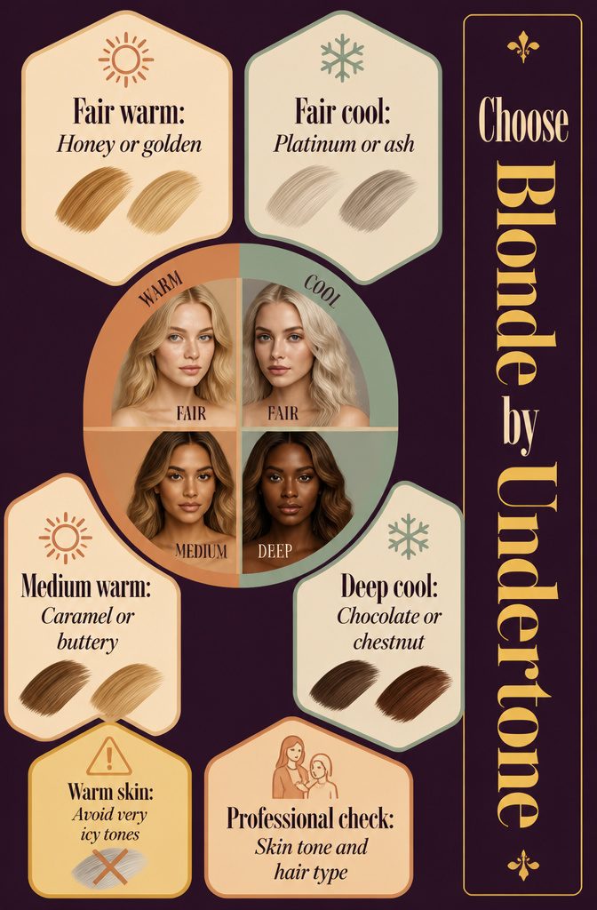 Beauty graphic matching blonde hair shades to skin undertones