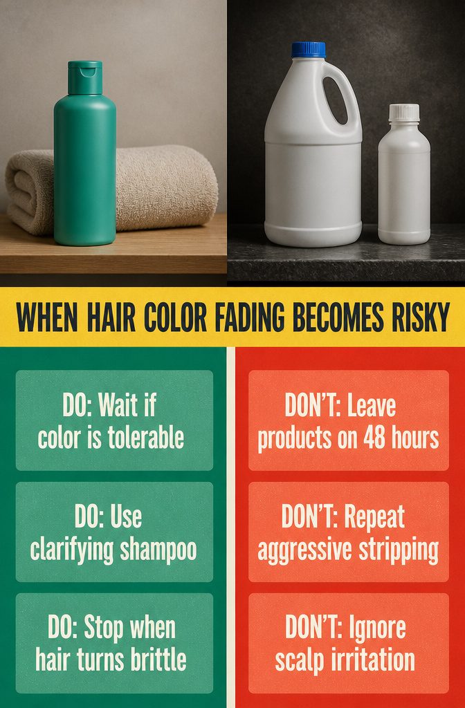 Hair color infographic about risks of aggressive fading