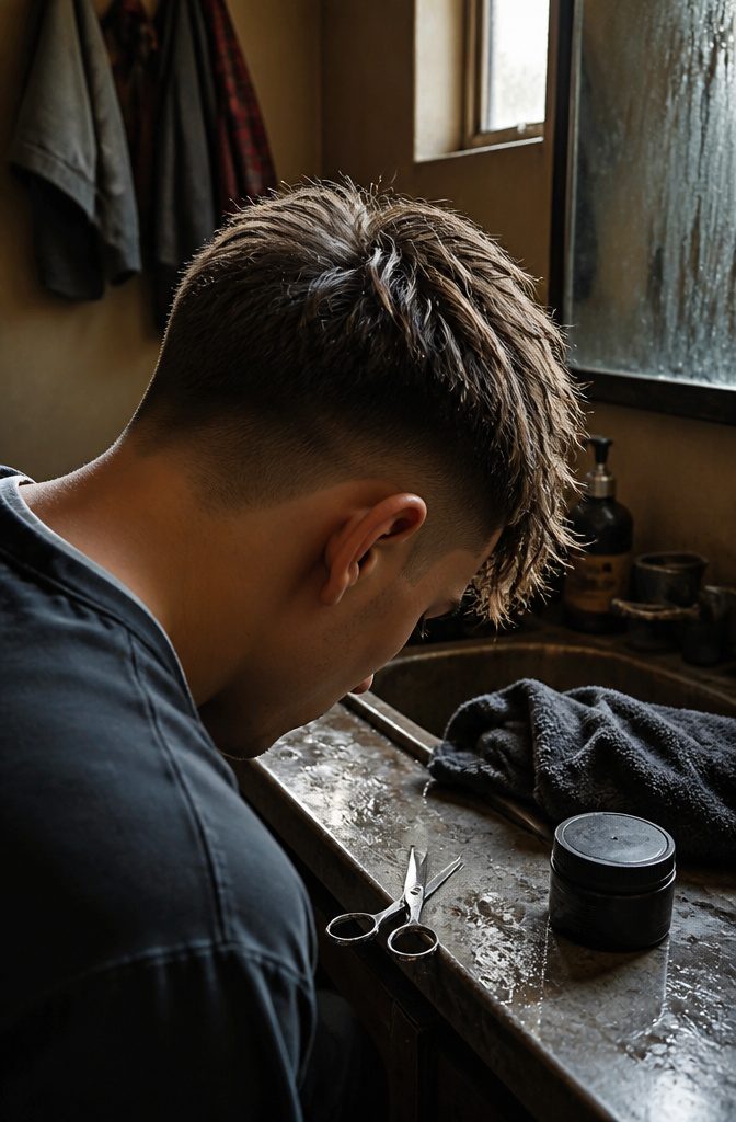 Man with a forward broken fringe and short tapered sides