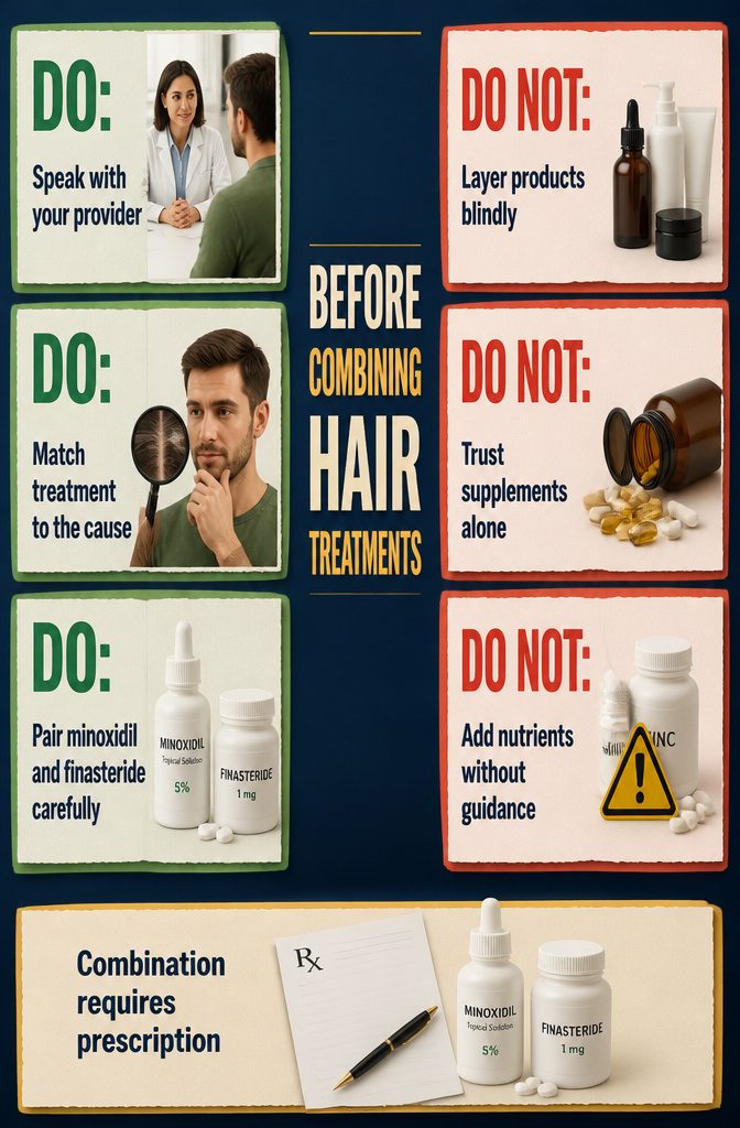 Minoxidil and finasteride beside notes for a medical consultation