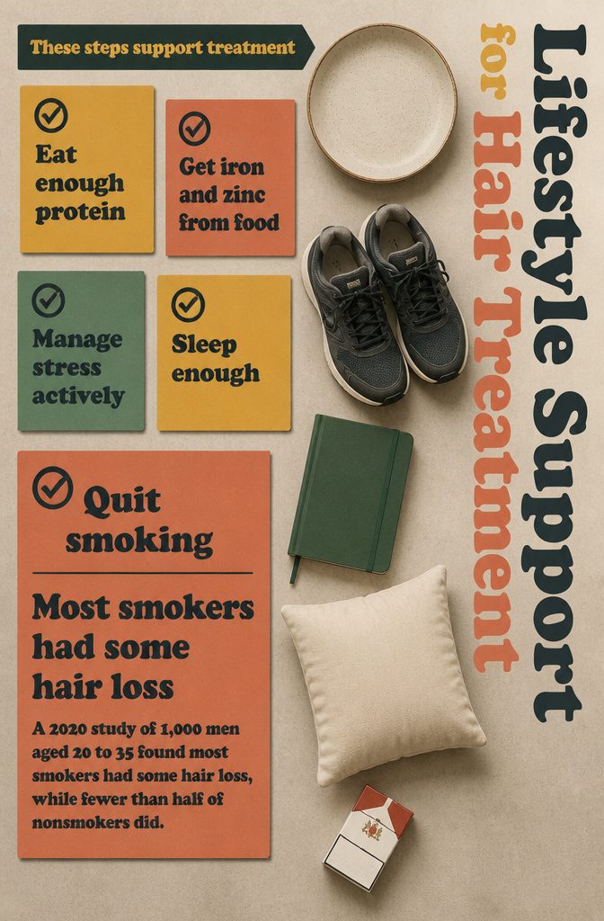 Lifestyle graphic with healthy food exercise sleep and no smoking symbols