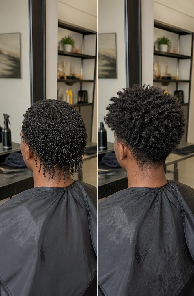 Man with curly hair showing its natural texture and shape
