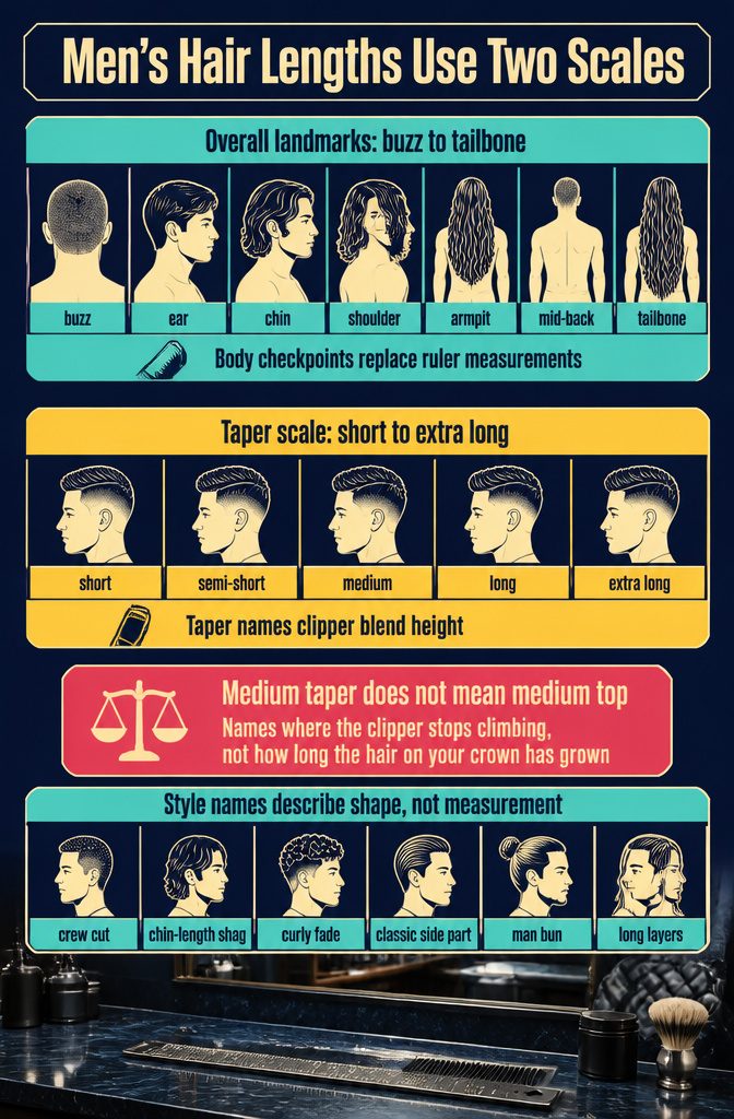 Two hair length scales with body landmarks and clipper taper categories
