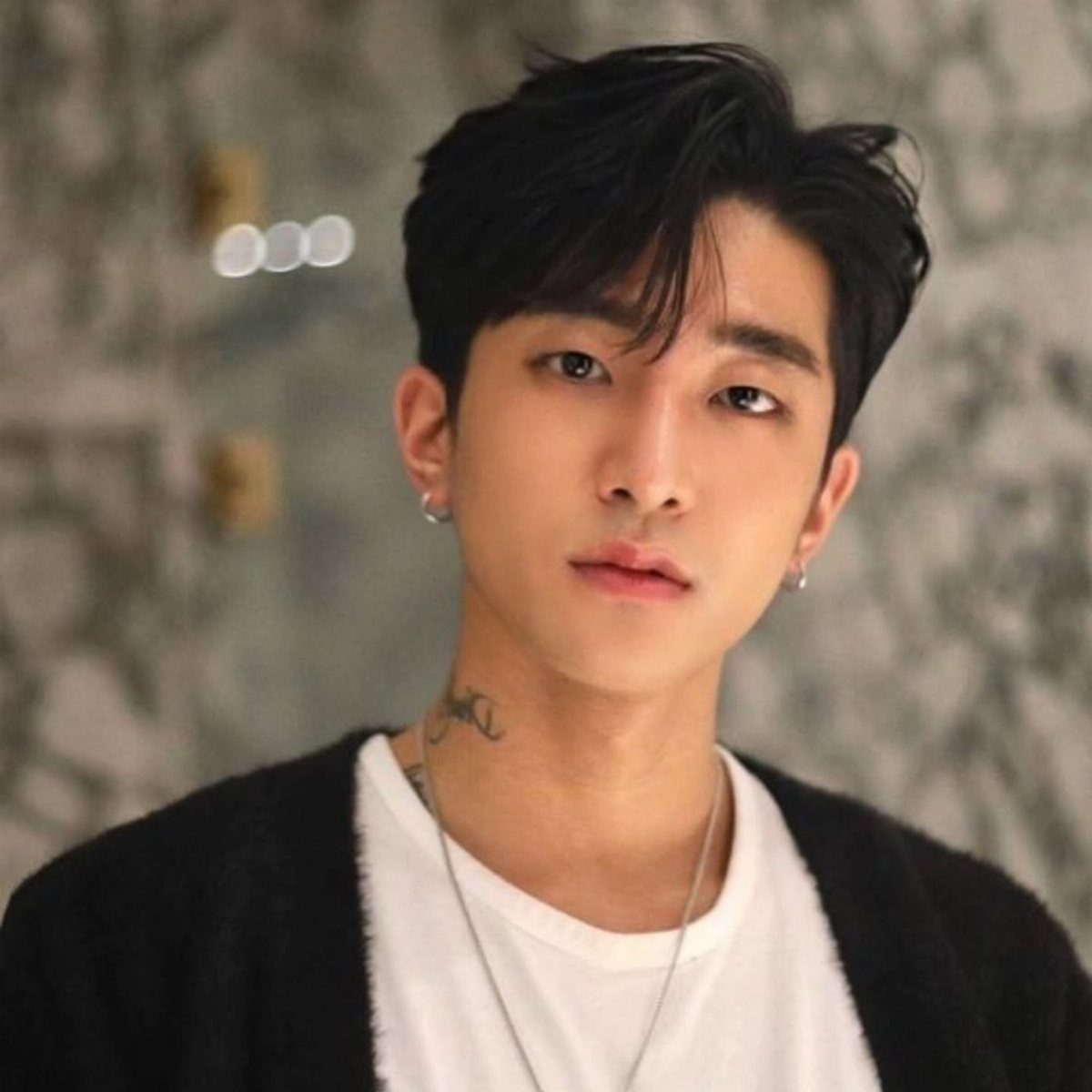 Young man with thick black hair styled in a voluminous side part.