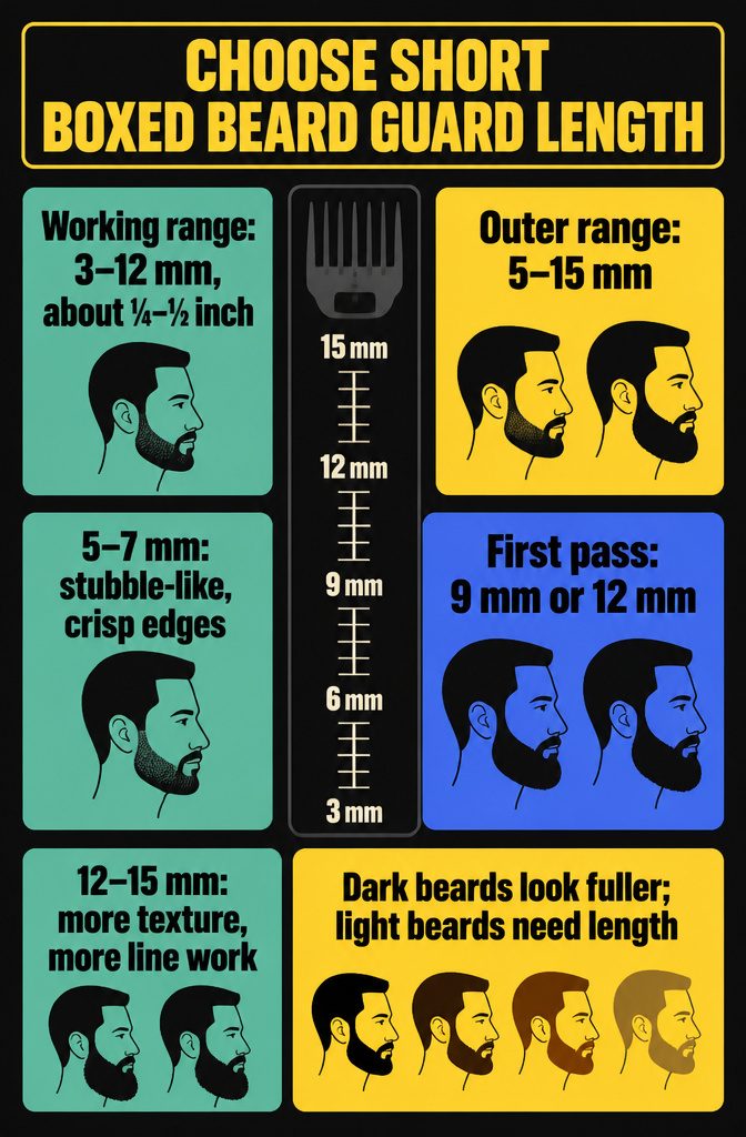 Clipper with a guard beside a short boxed beard