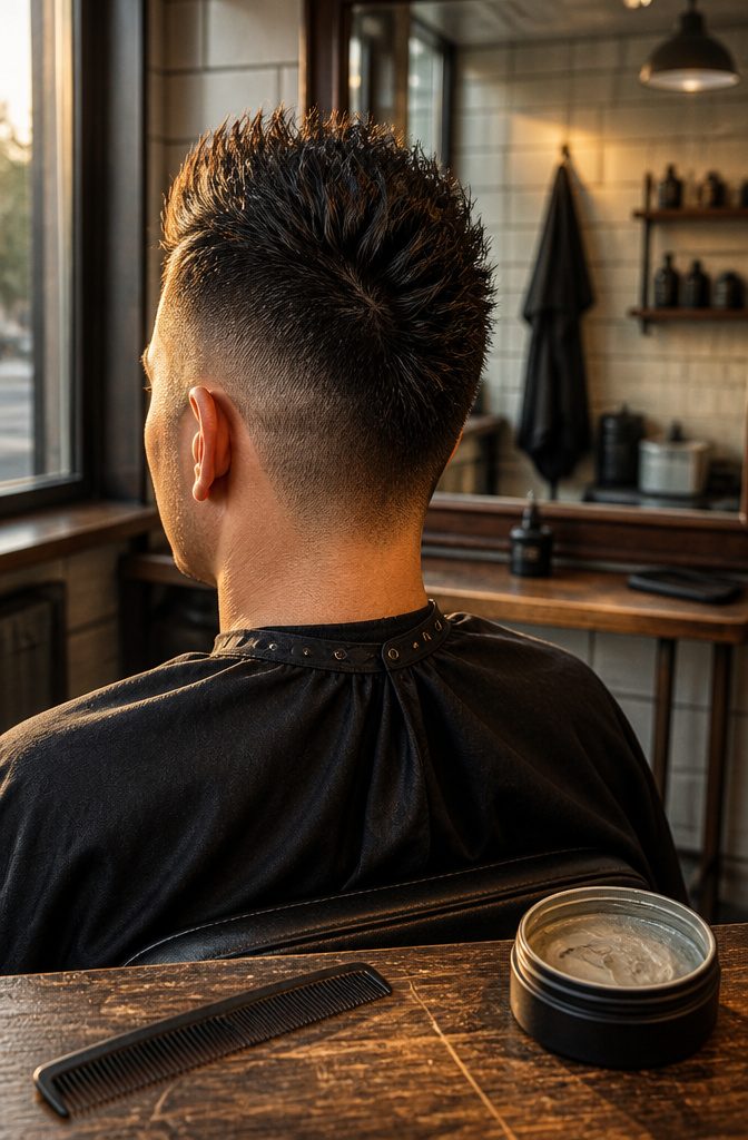 Man with a raised center strip and closely faded sides