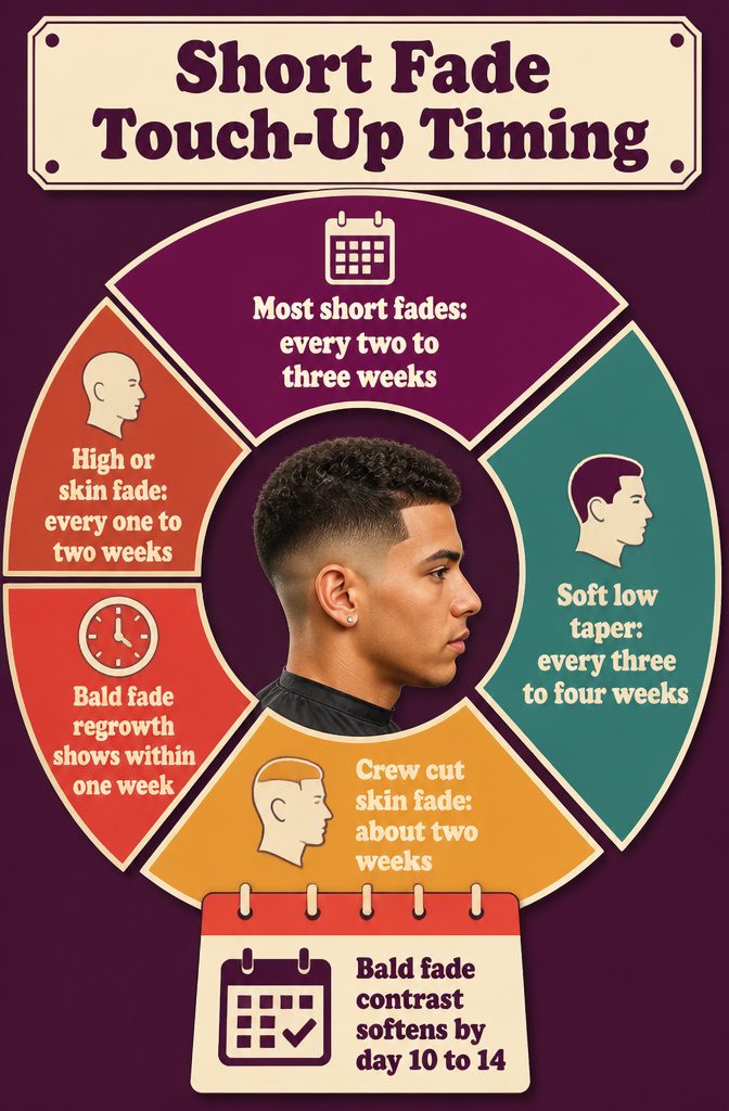 Chart comparing touch-up intervals for short fades and tapers
