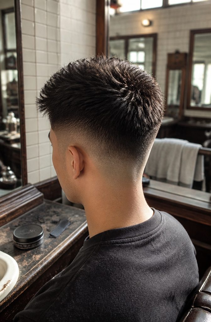 Man with a mid fade beginning just above the ears