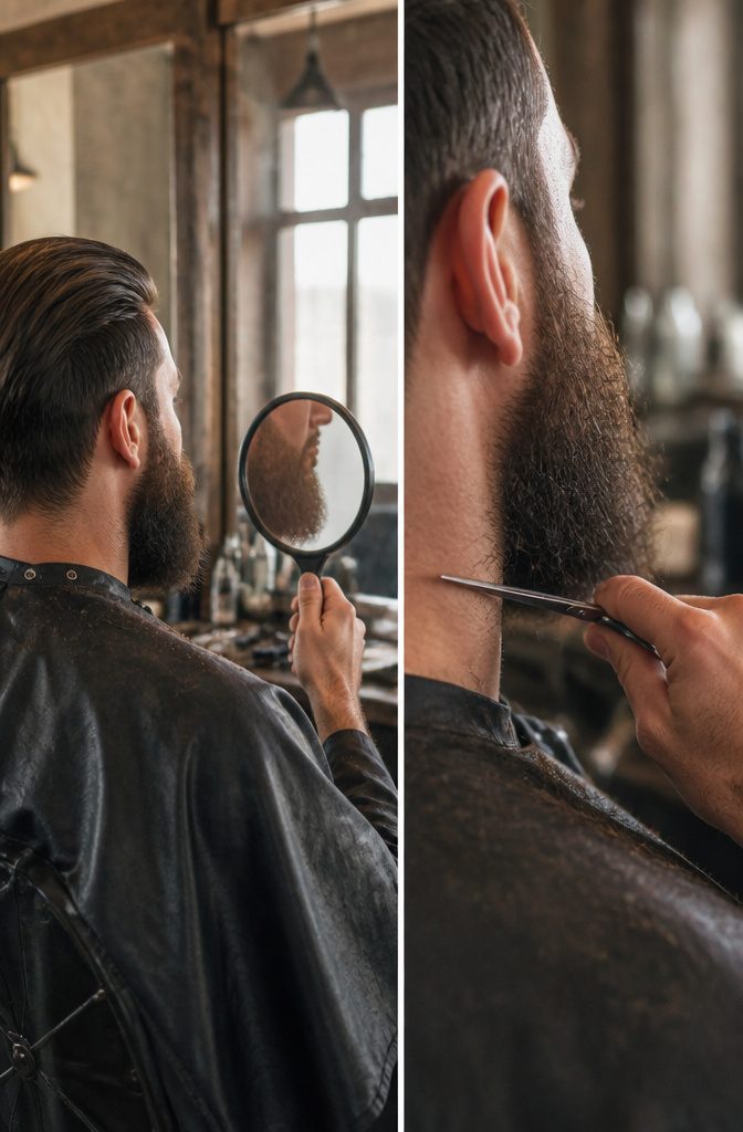 Side view of a Spartan-style beard showing the jawline and cheek growth