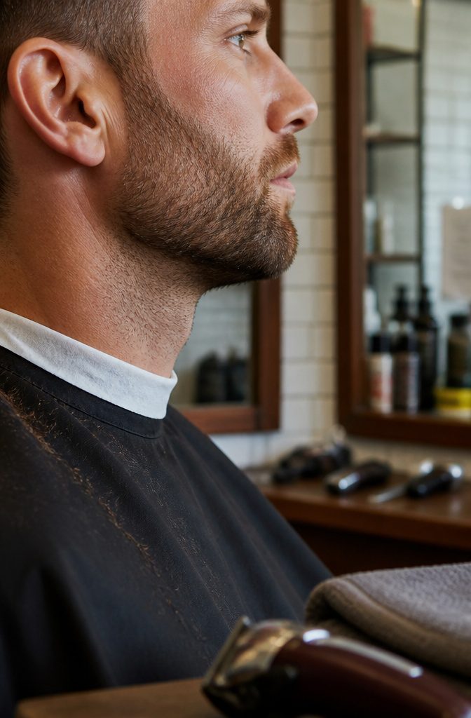 Man with a shorter full beard shaped around the cheeks and jaw
