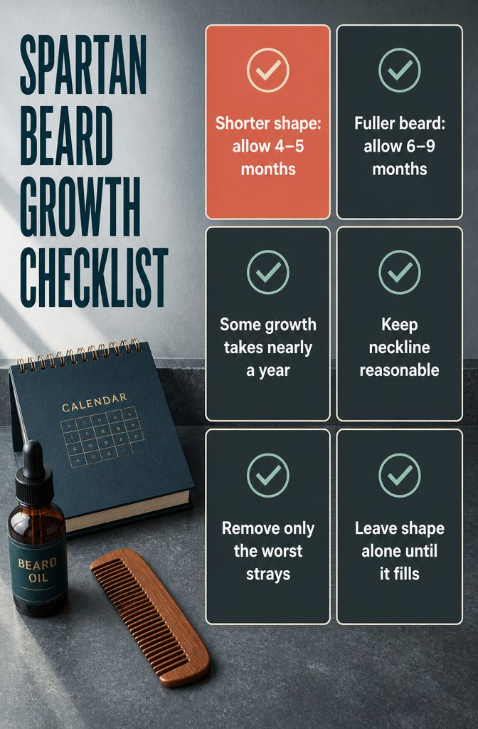 Beard growth checklist with stages and early care reminders