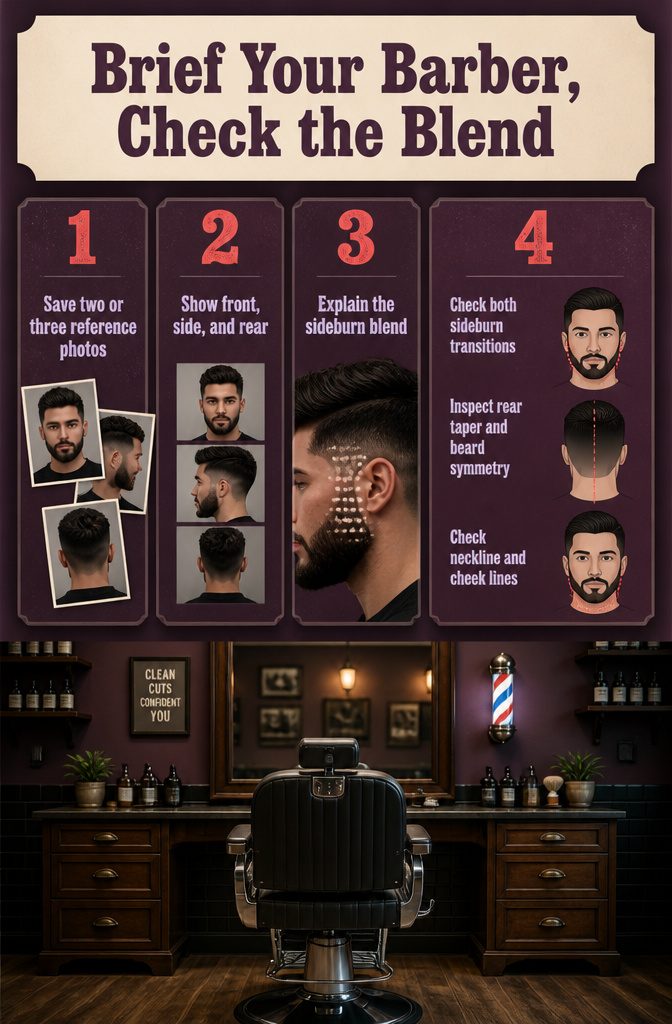 Beauty infographic titled Brief Your Barber, Check the Blend.