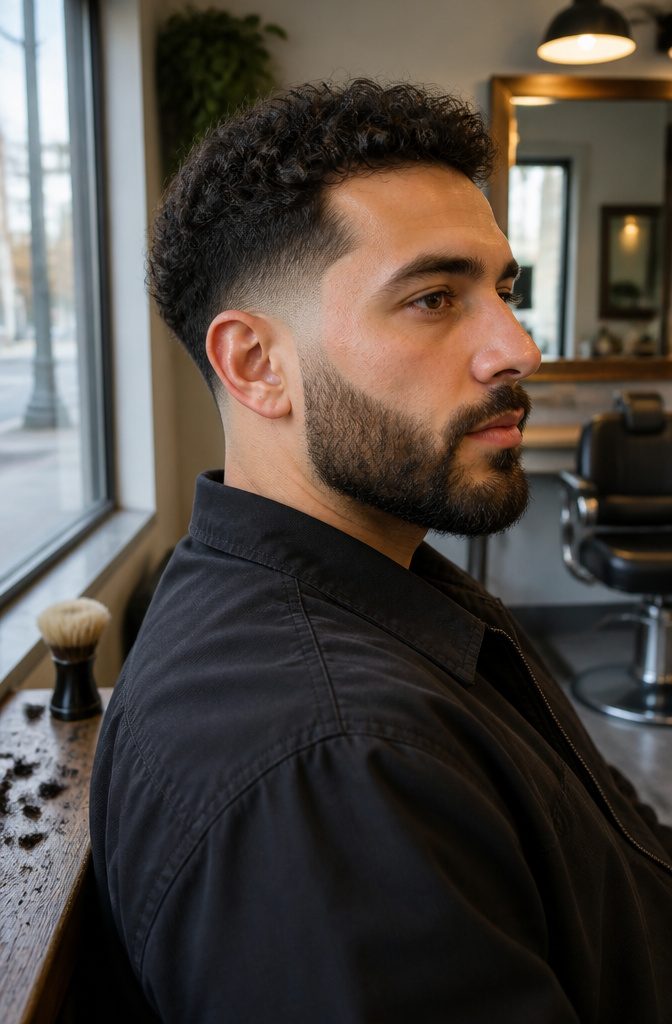 Man with a low taper and medium-length beard along the jaw.