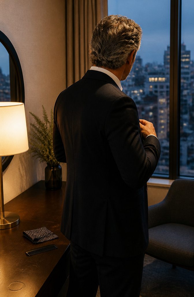 Man with uncolored salt-and-pepper hair viewed from behind